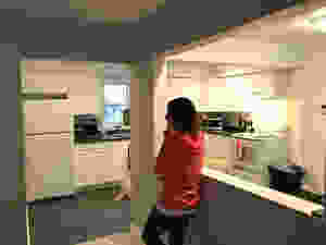 A shot of the walls blocking off the kitchen.