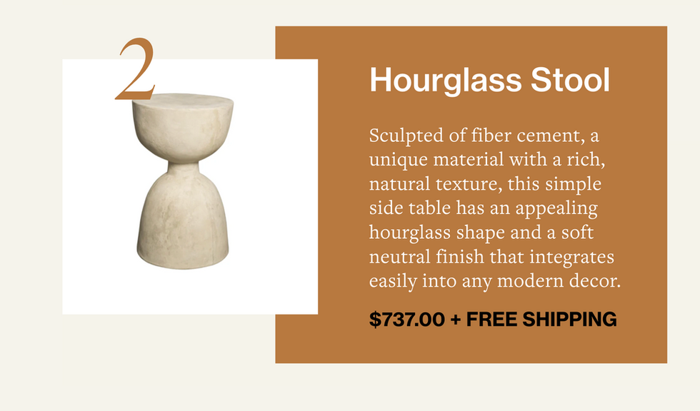 Sculpted of fiber cement, a unique material with a rich, natural texture, this simple side table has an appealing hourglass shape and a soft neutral finish that integrates easily into any modern decor. 