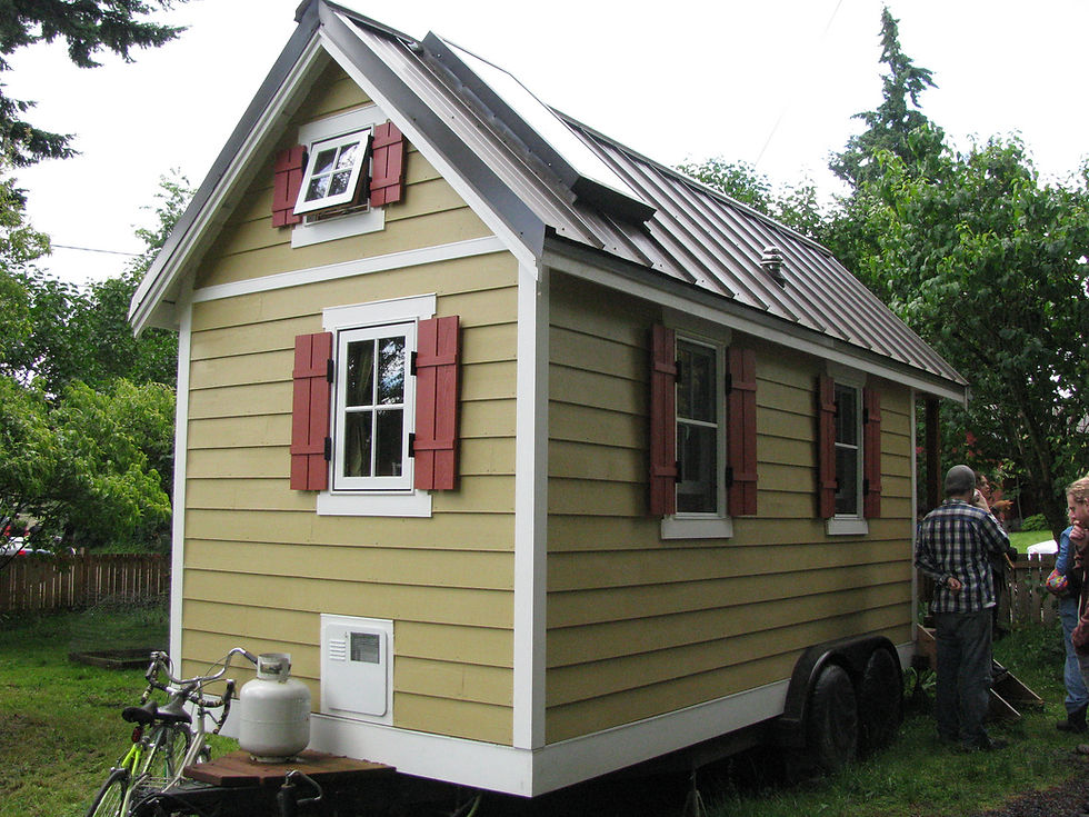 A cozy tiny house on wheels.