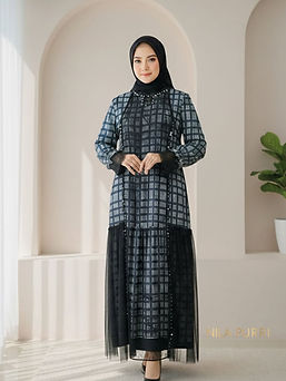 Simple yet elegant for Eid ✨Jasmina satin dress with square pattern and outerDilengkapi ou
