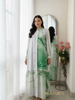 Inspired by nature’s serenity, this dress combines timeless modesty with modern artistic p