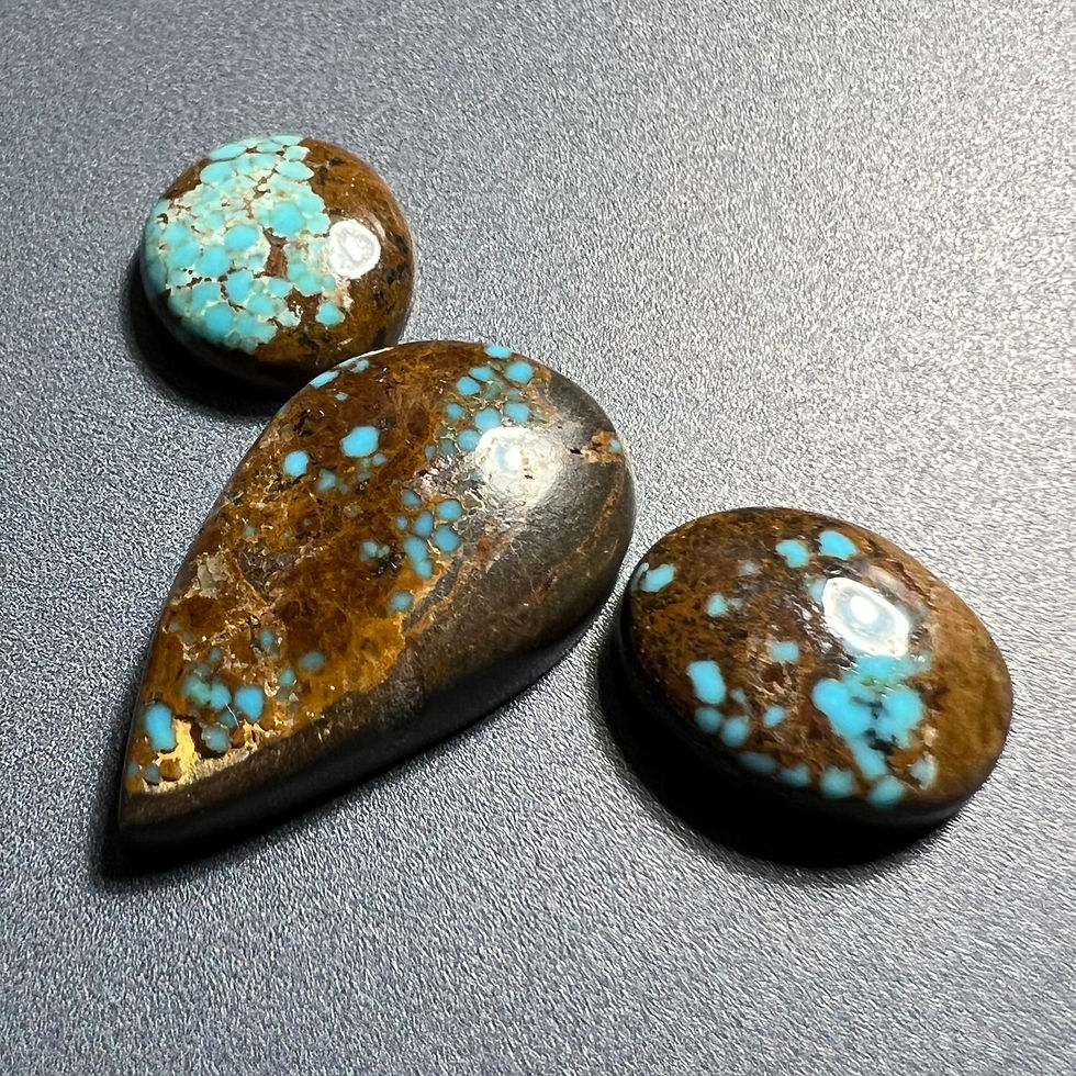 Thumbnail: Set of Three Nevada Blue Mine Natural Turquoise Cabochons