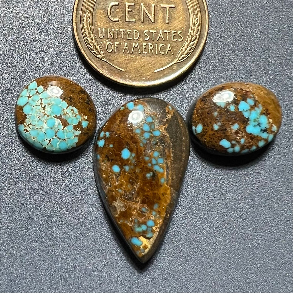 Thumbnail: Set of Three Nevada Blue Mine Natural Turquoise Cabochons