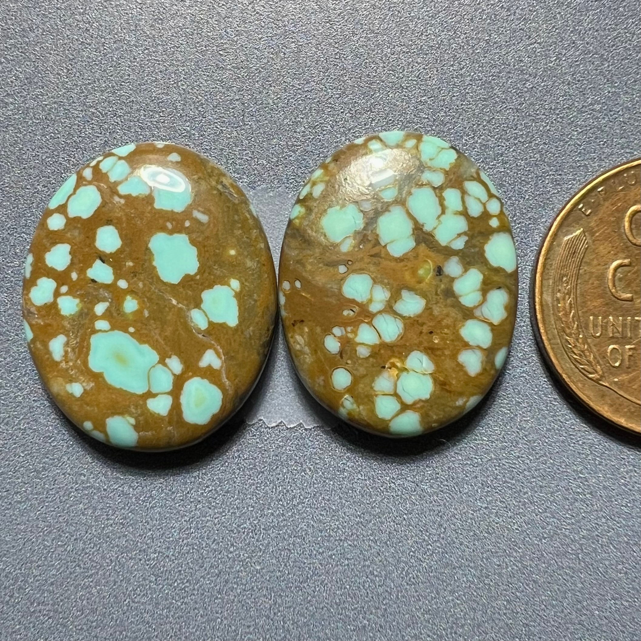 Supernova Mine Turquoise Cabochon Pair, Stabilized