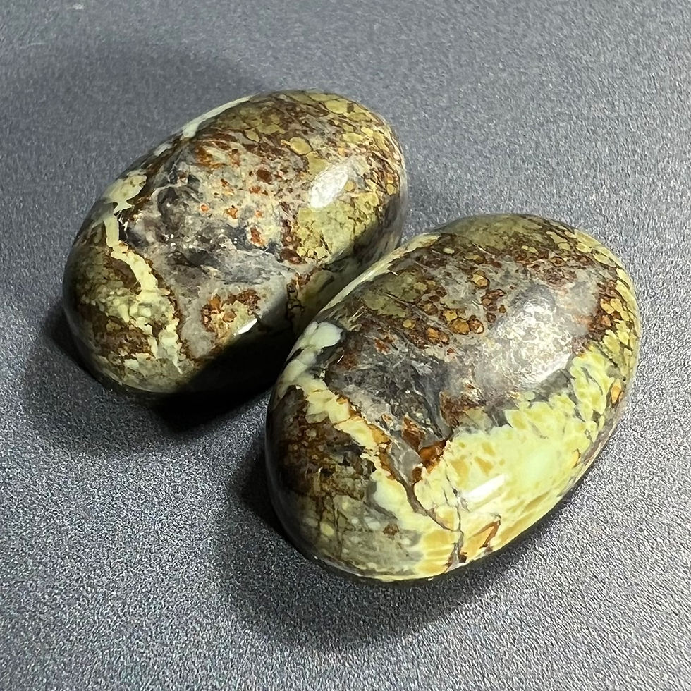 Thumbnail: Pair of Lone Eagle Mine Variscite Cabochons
