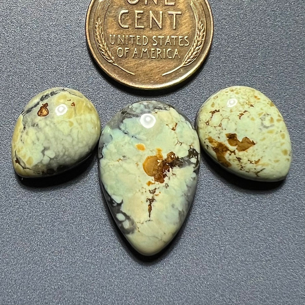 Thumbnail: Set of Three Lone Eagle Mine Variscite Cabochons