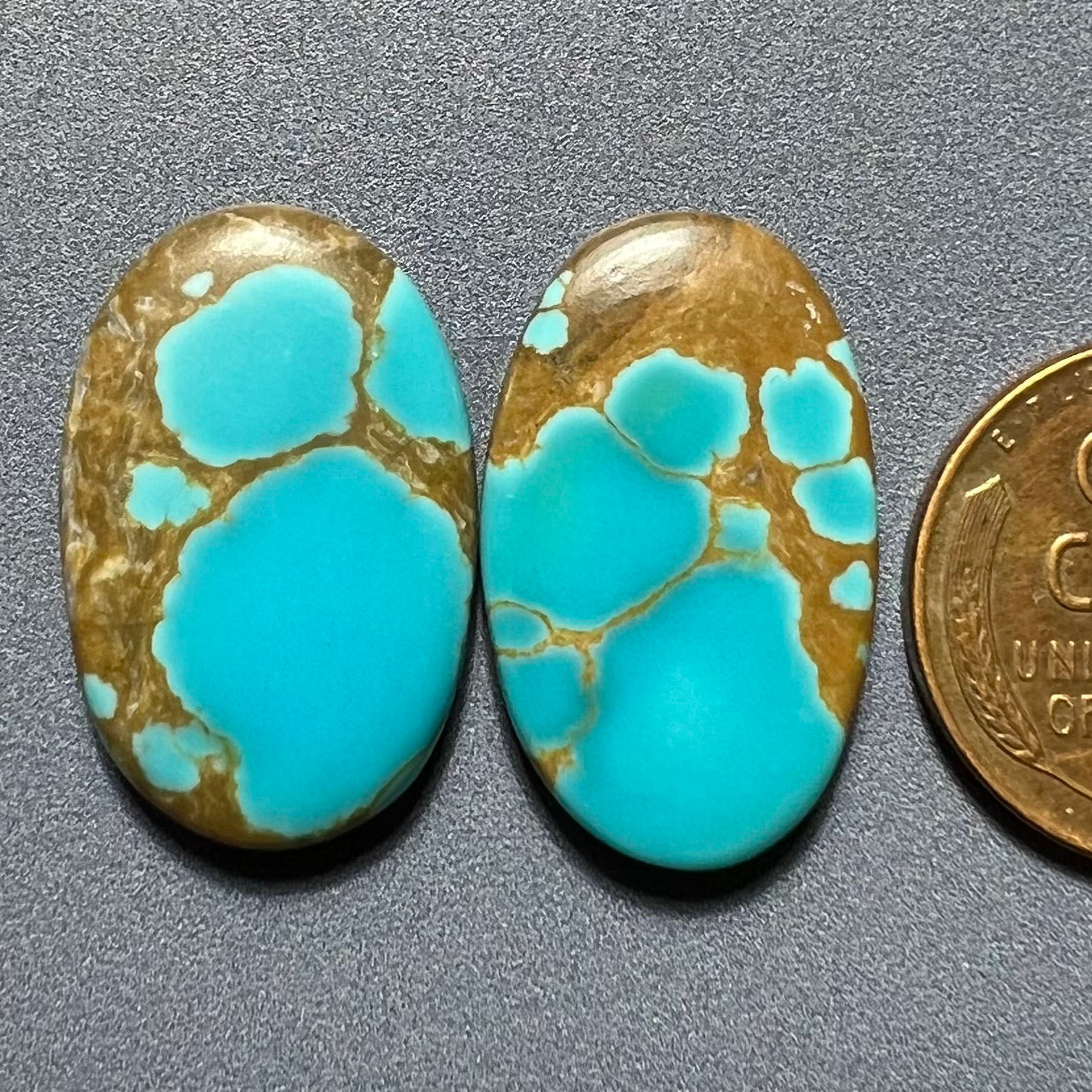 Supernova Mine Turquoise Cabochon Pair, Stabilized