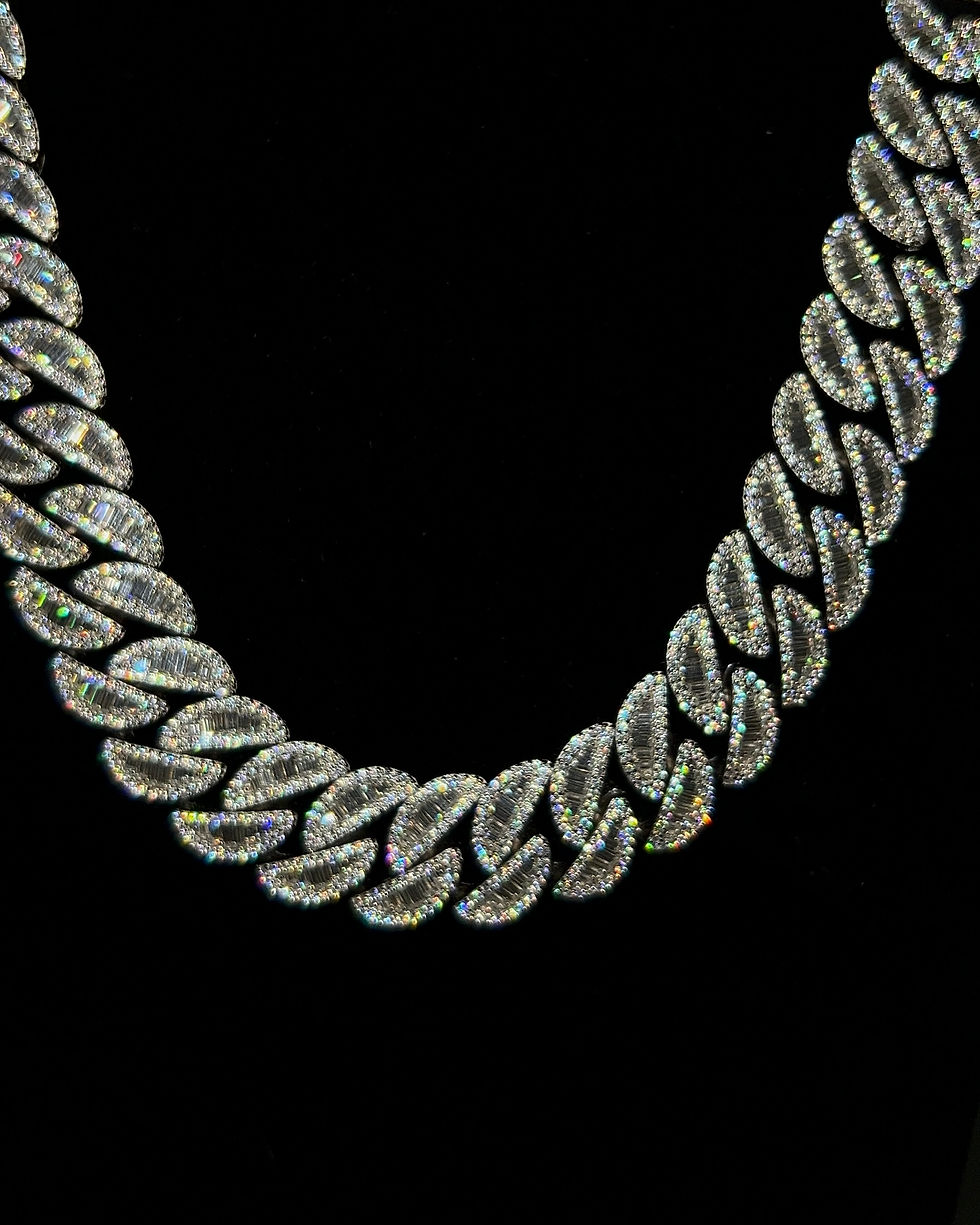 Thumbnail: Baguette Moissanite Cuban chain 15mm