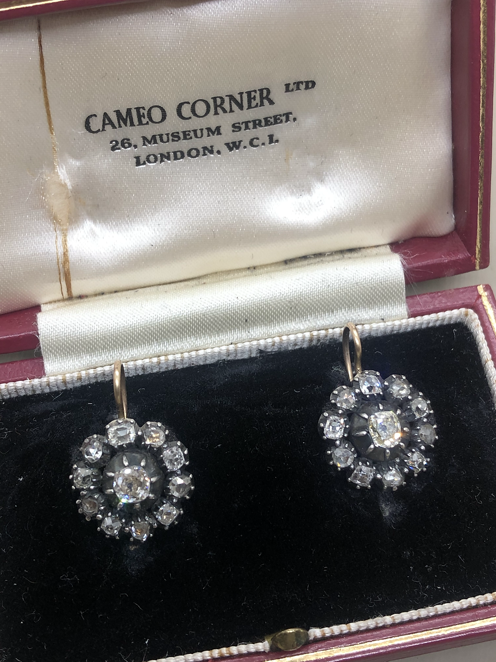 Thumbnail: Early Victorian diamond cluster earrings