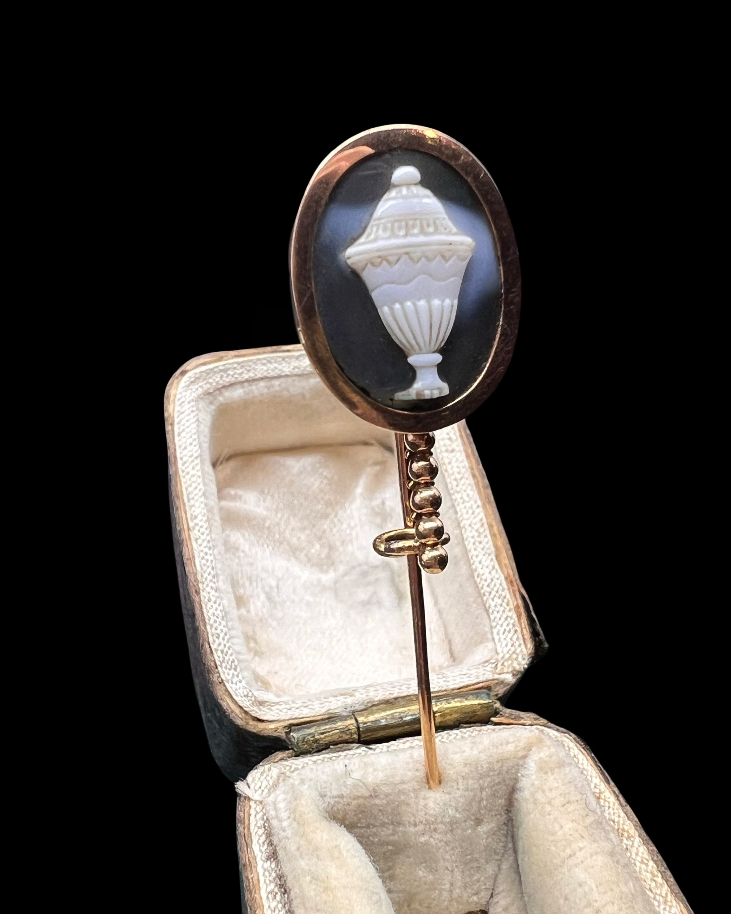 Hardstone Urn Cameo Pin