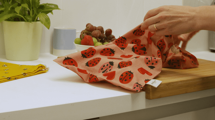 Fran at Beeswax Wrap packaging strawberries
