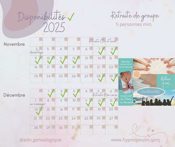 Disponibilités groupes 2025