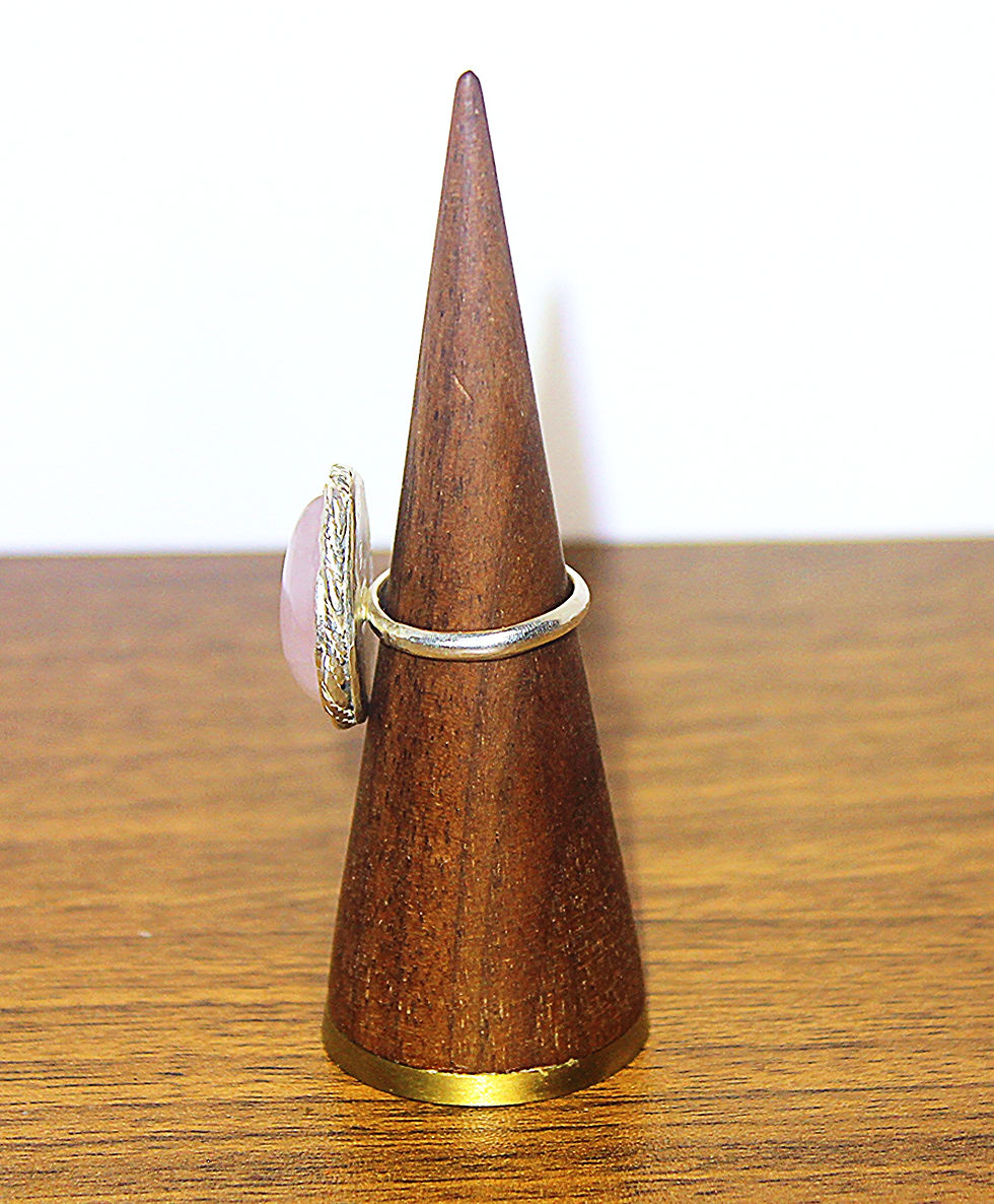 Thumbnail: Rose Quartz Teardrop Ring w/ Braided Detail