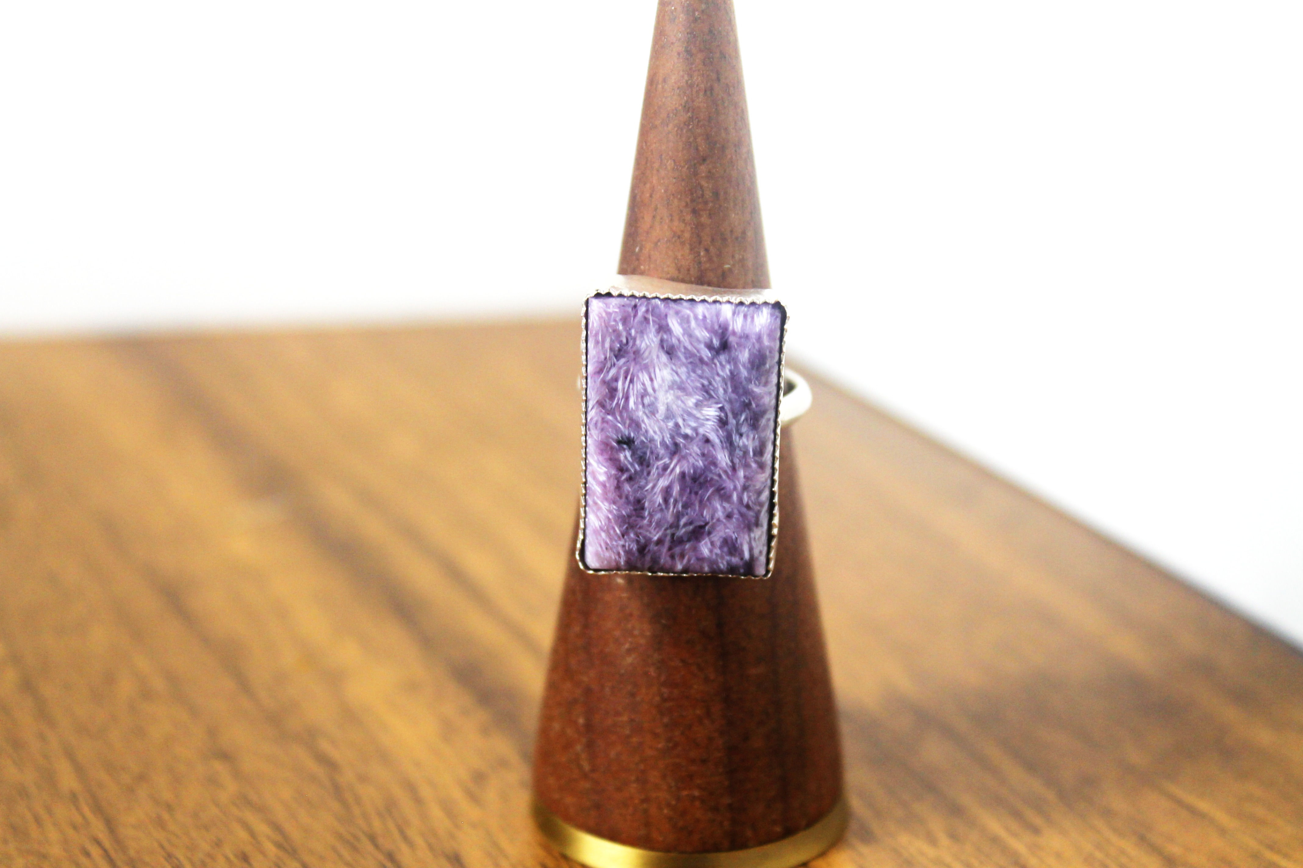 Charoite Serrated Ring