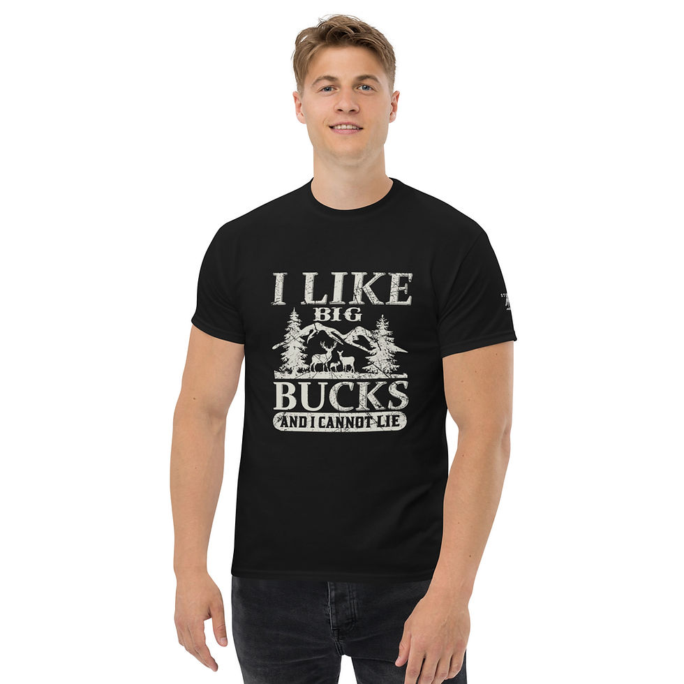 Thumbnail: "I Like Big Bucks and I Cannot Lie" classic tee