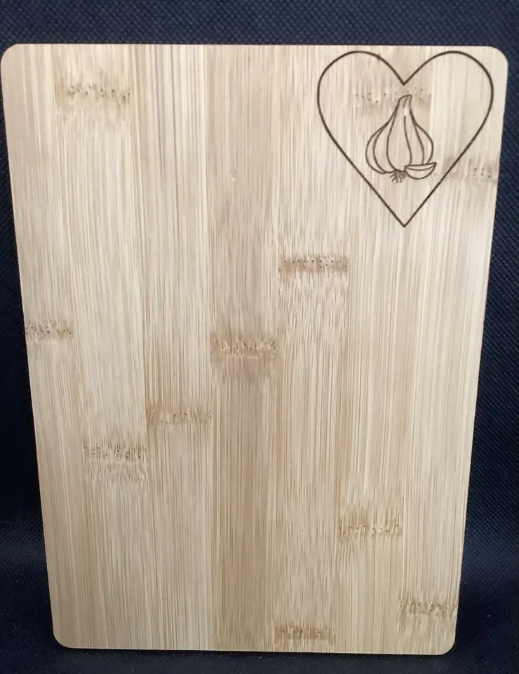 Thumbnail: Bamboo Cutting Board Small Garlic Heart Design 8” X 6” NEW