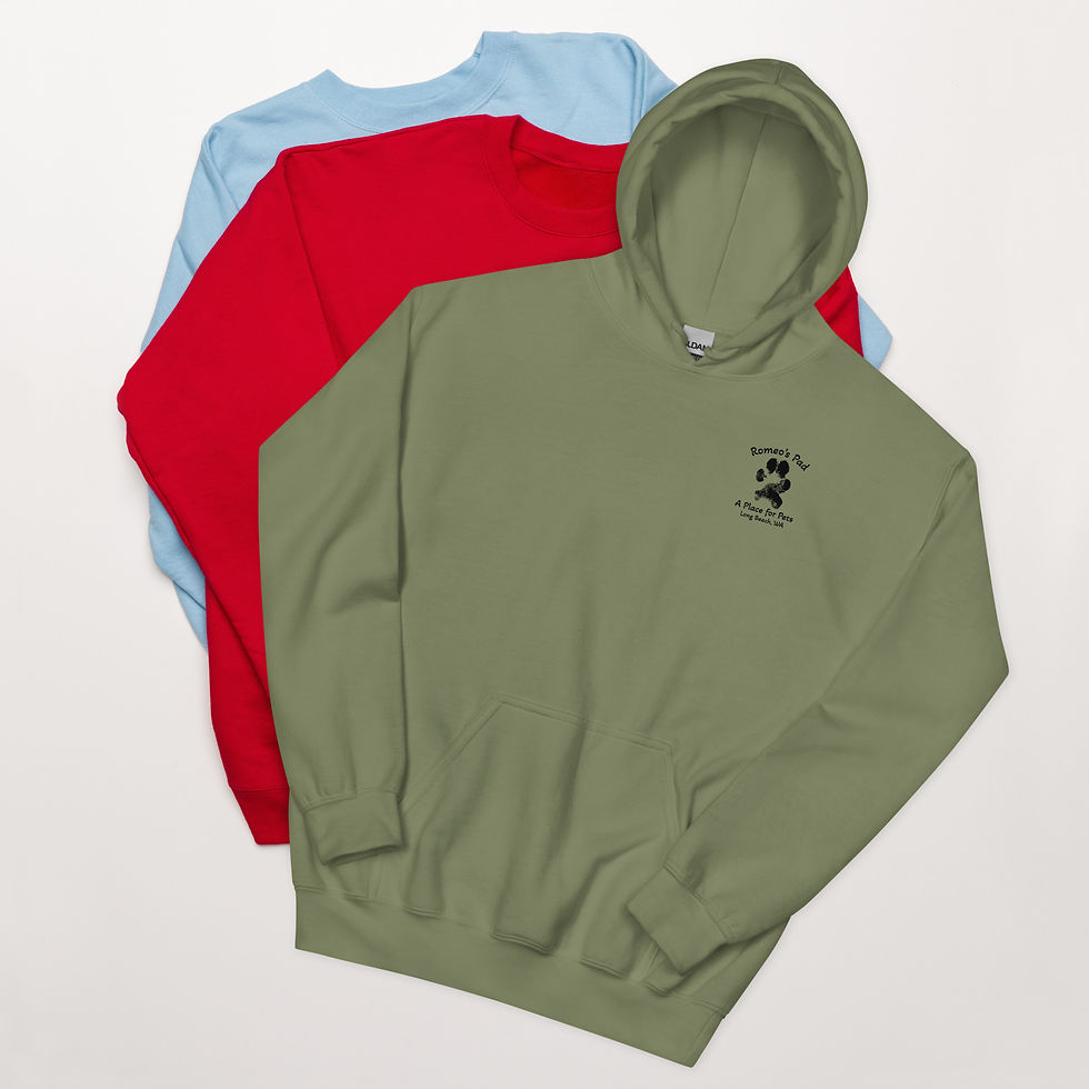 Thumbnail: Romeo’s Closet Unisex Hoodie Black Logo | Pet Lover Apparel