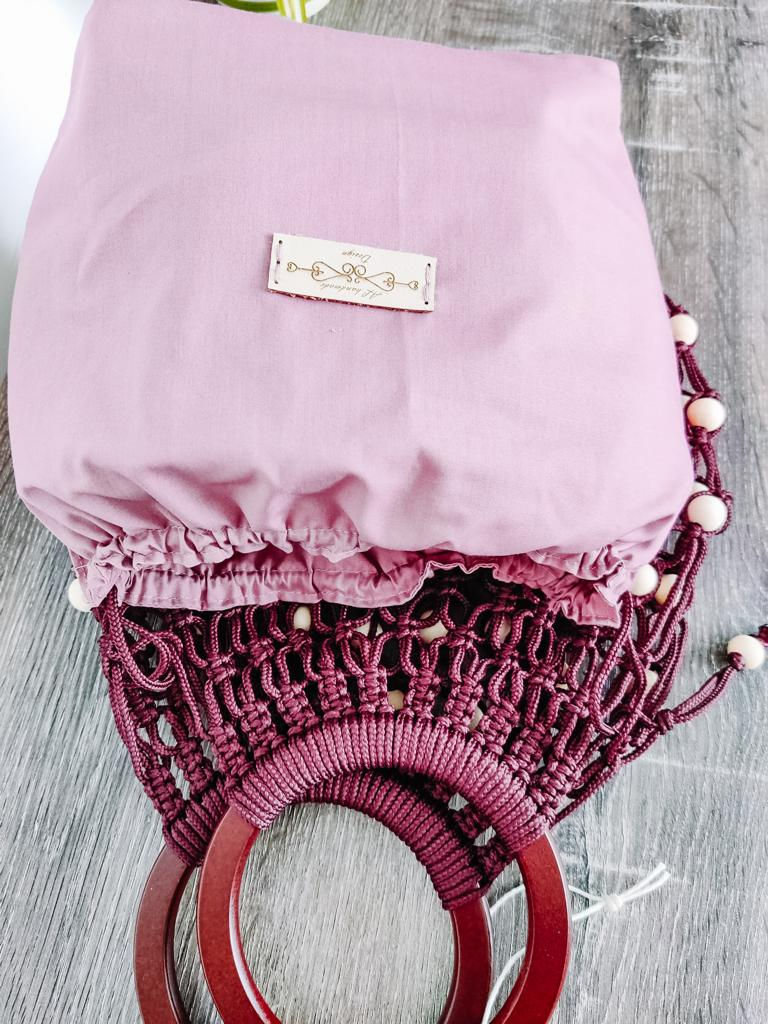 Thumbnail: Macrame Handbag with Wooden Handles