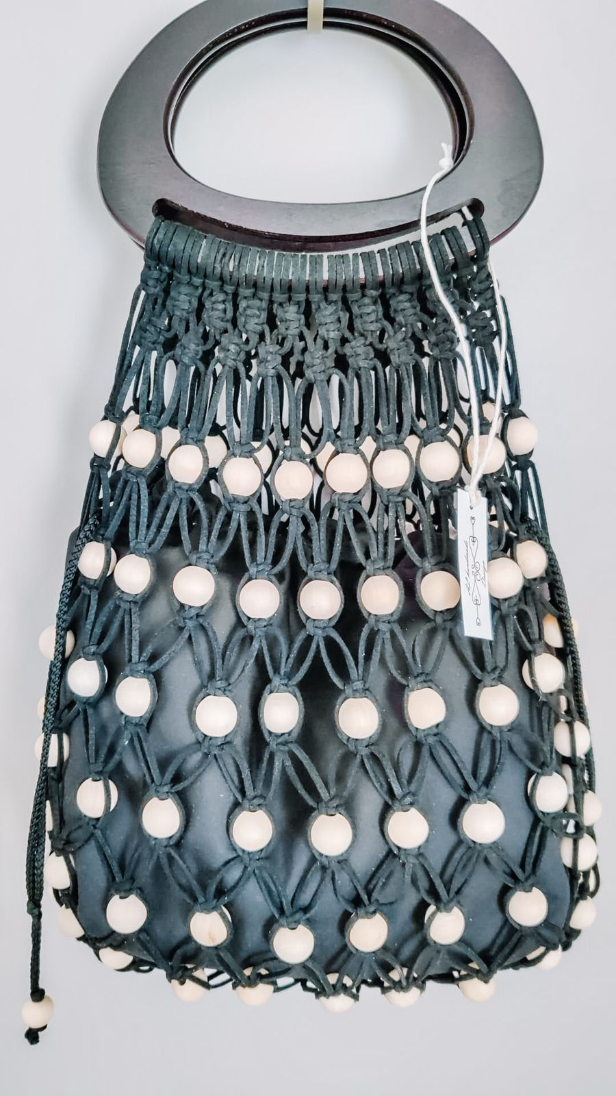 Thumbnail: Macrame Handbag with Wooden Handles