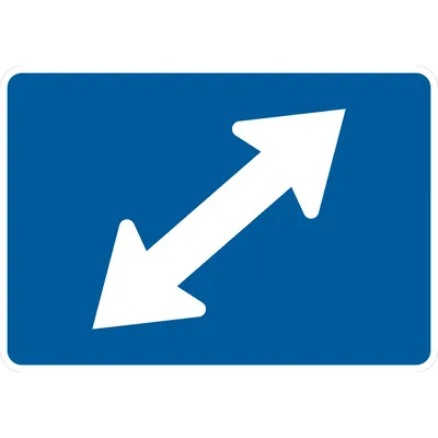 M6-5PR Directional Arrow - Oblique (Two-Way) (plaque) (white blue)