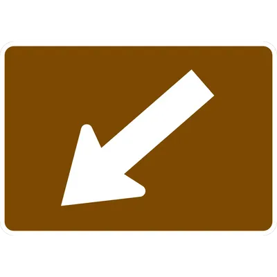 M6-2APL Directional Arrow - Oblique, Downward (plaque) (white brown)