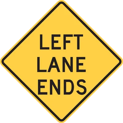 W9-1L Left Lane Ends