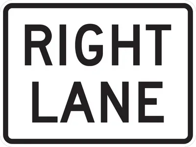 M5-6P Lane Designation - Right Lane (plaque) (black white)