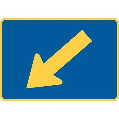 M6-2APL Directional Arrow - Oblique, Downward (plaque) (yellow blue)