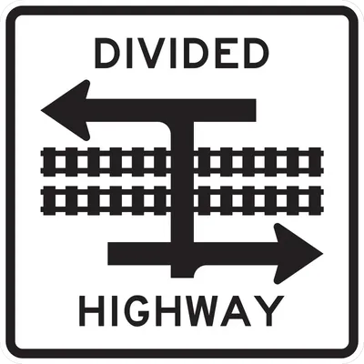 R15-7A Light Rail Divided Highway Symbol (T-Intersection)