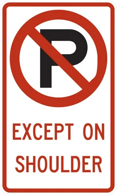 R8-3F No Parking (Symbol) Except On Shoulder