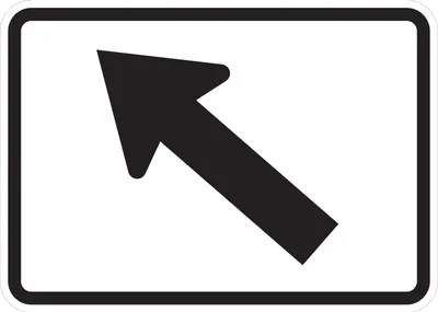M6-2PL Directional Arrow - Oblique (plaque) (black white)