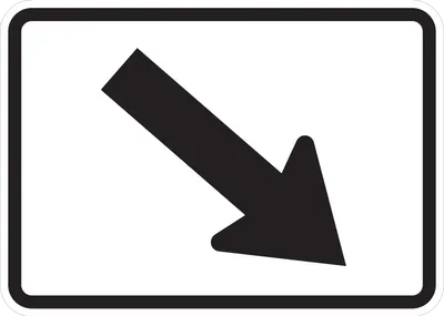 M6-2APR Directional Arrow - Oblique, Downward (plaque) (black white)