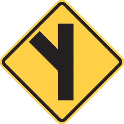 W2-3L Intersection Warning - Oblique Side Road (Obtuse)