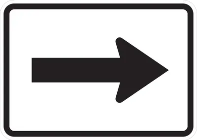 M6-1PR Directional Arrow - Turn (plaque) (black white)