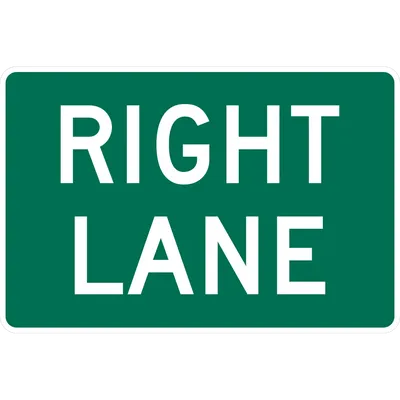M5-6P Lane Designation - Right Lane (plaque) (white green)