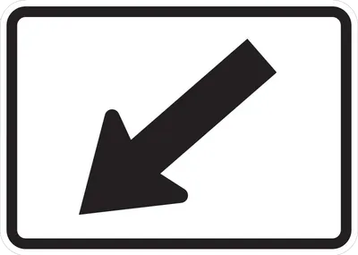 M6-2APL Directional Arrow - Oblique, Downward (plaque) (black white)