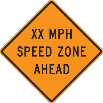 W3-5A XX MPH Speed Zone Ahead