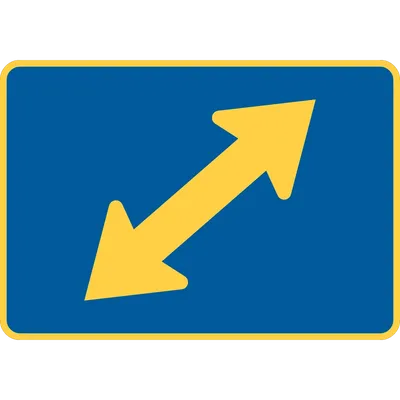 M6-5PR Directional Arrow - Oblique (Two-Way) (plaque) (yellow blue)