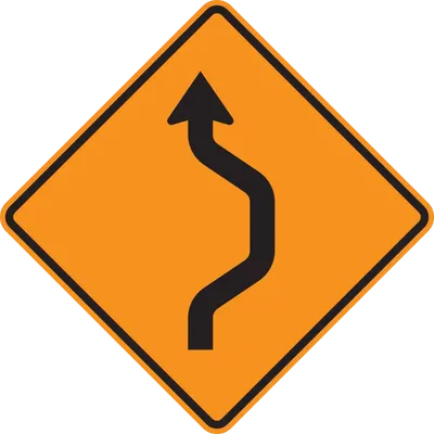W24-1R Double Reverse Curve (1 lane)