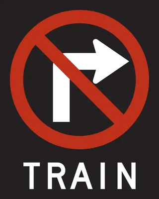 R3-1A No Right Turn Across Tracks (activated blank-out)