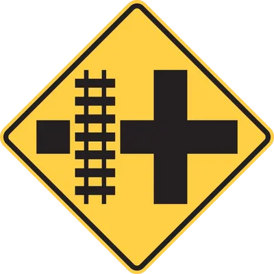W10-2L Grade Crossing Advance Warning - Crossroad with Grade Crossing