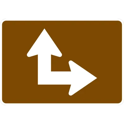 M6-6PR Directional Arrow - Through and Turn (plaque) (white brown)