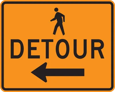 M4-9BL Pedestrian Detour (with arrow)