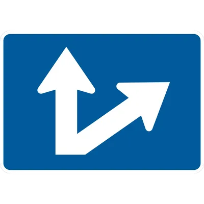 M6-7PR Directional Arrow - Through and Oblique (plaque) (white blue)