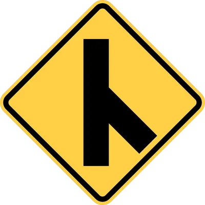 W2-3AR Intersection Warning - Oblique Side Road (Acute)