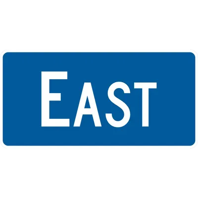 M3-2P Cardinal Direction - East (plaque) (white blue)