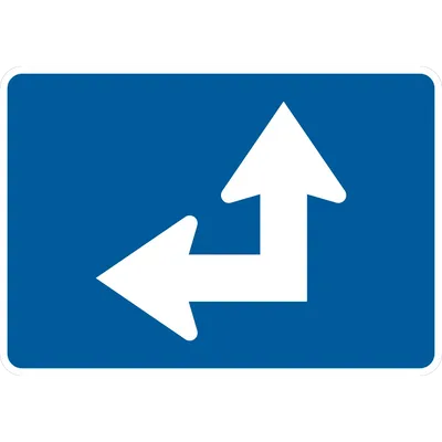 M6-6PL Directional Arrow - Through and Turn (plaque) (white blue)