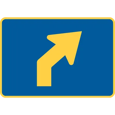 M5-2PR Advance Turn Arrow - Oblique (plaque) (yellow blue)