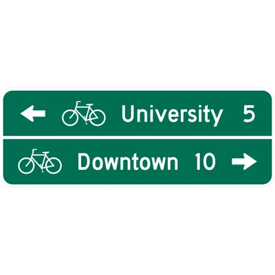 D1-2C Bicycle Destination and Distance (2 lines)