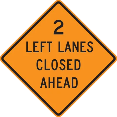 W20-5AL 2 Lanes Closed (with distance) Ahead